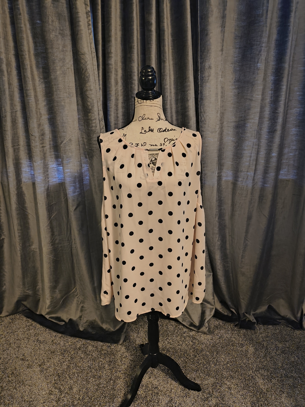 torrid Blush Polka Dot Sleeveless V-Neck Blouse